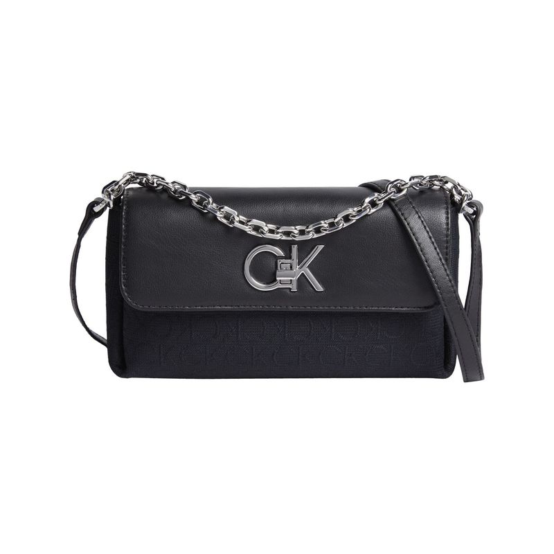 CALVIN KLEIN - Bolso negro cruzado con cierre giratorio Calvin Klein