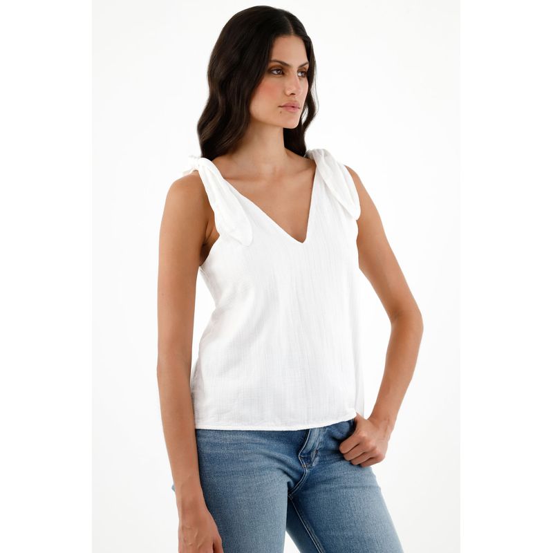 TENNIS - Camisa blanca manga sisa para mujer