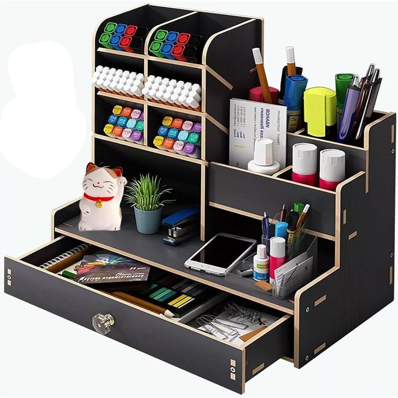 ONE PIXEL - Organizador De Escritorio Madera Oficina Con Cajonera Multiproposito