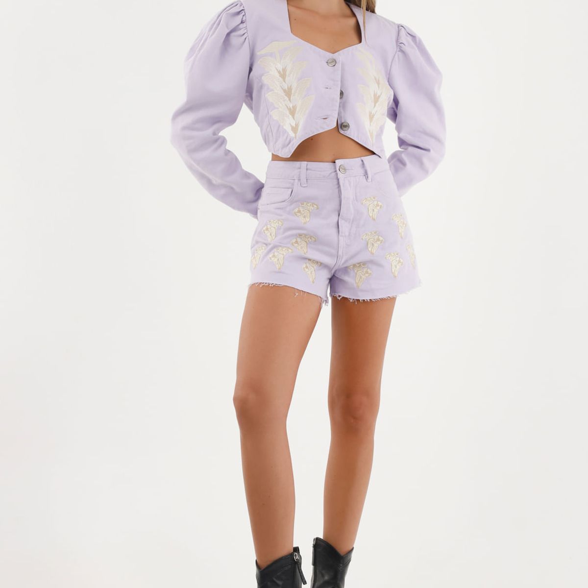 TENNIS - Chaqueta morada con bordados decorativos para mujer