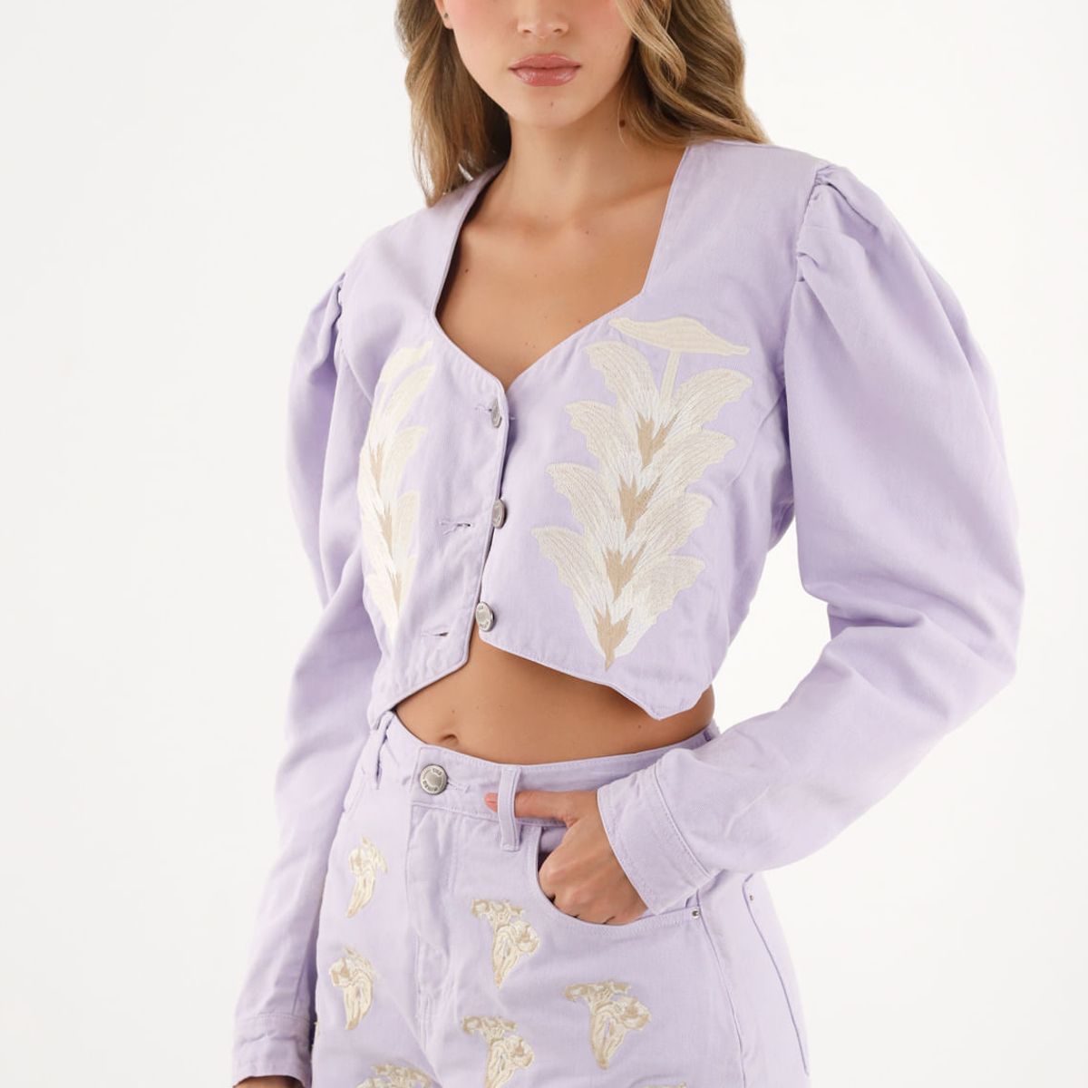 TENNIS - Chaqueta morada con bordados decorativos para mujer
