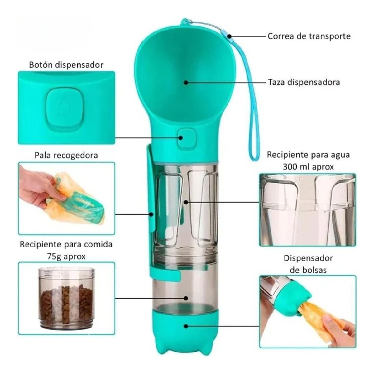 GENERICO - Termo Comedero Bebedero Mascota Recipiente Porta Comida Agua
