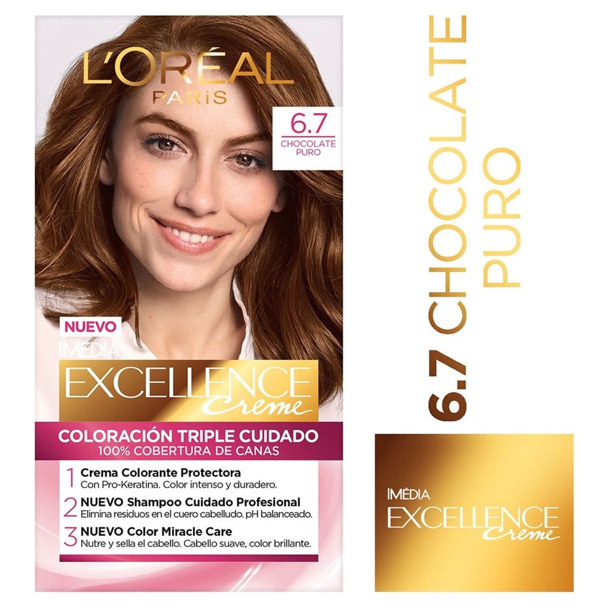 LOREAL PARIS - Tinte Excellence 6.7 Chocolate Puro