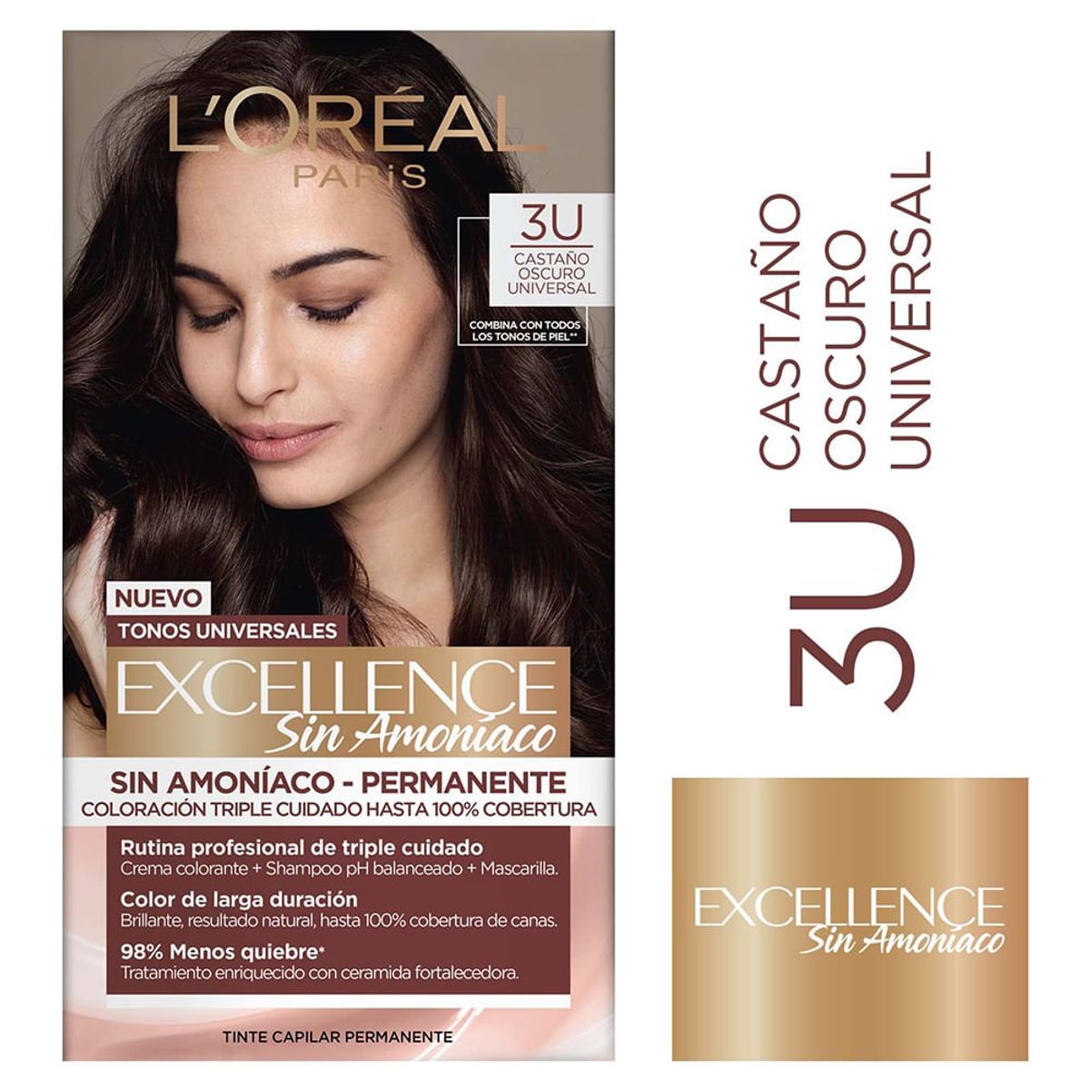 LOREAL PARIS - Tinte Excellence 3U Castano Oscuro Universal
