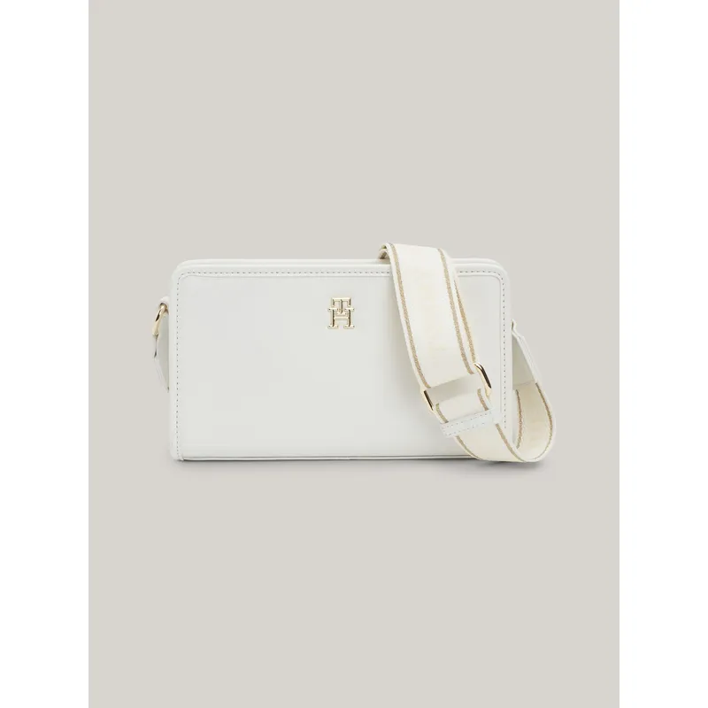 TOMMY HILFIGER - Bolso blanco bandolera pequeño con logo monotipo Tommy Hilfiger_.
