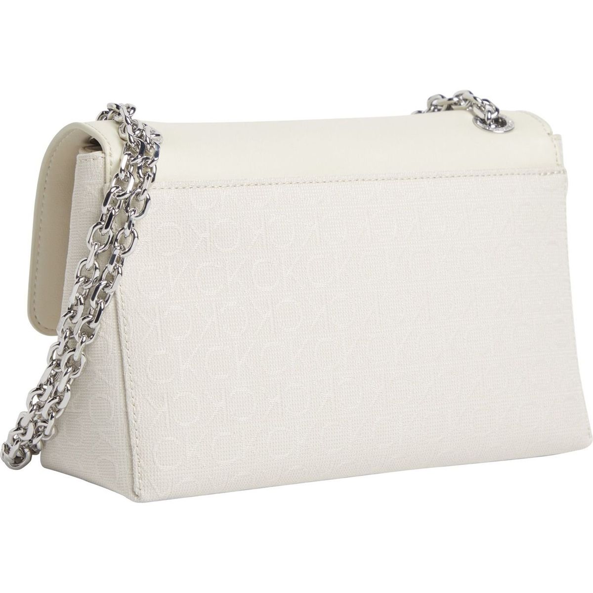 CALVIN KLEIN - Bolso beige de hombro convertible de jacquard con logo Calvin Klein