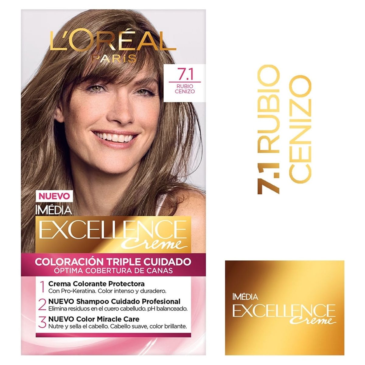 LOREAL PARIS - Tinte Excellence Tono 7.1 Rubio Cenizo