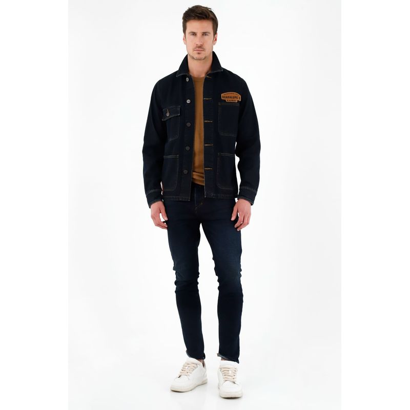 TENNIS - Abrigo azul con bolsillos de parche para hombre