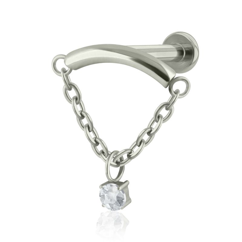AGHA JEWELRY - Titanio Arete piercing pendiente joya 4 Cristal Zirconia Cúbica para Lóbulo_.