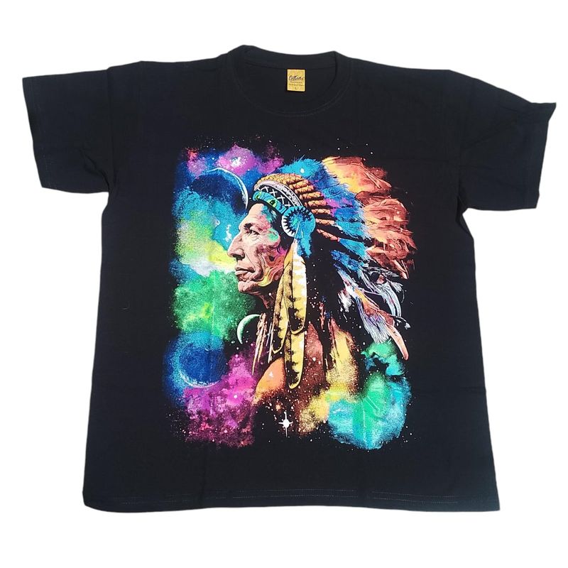 VANIDADES COLLECTIONS - Camiseta Indio Neón Camiseta Para Hombre Estampados Clásicos_.