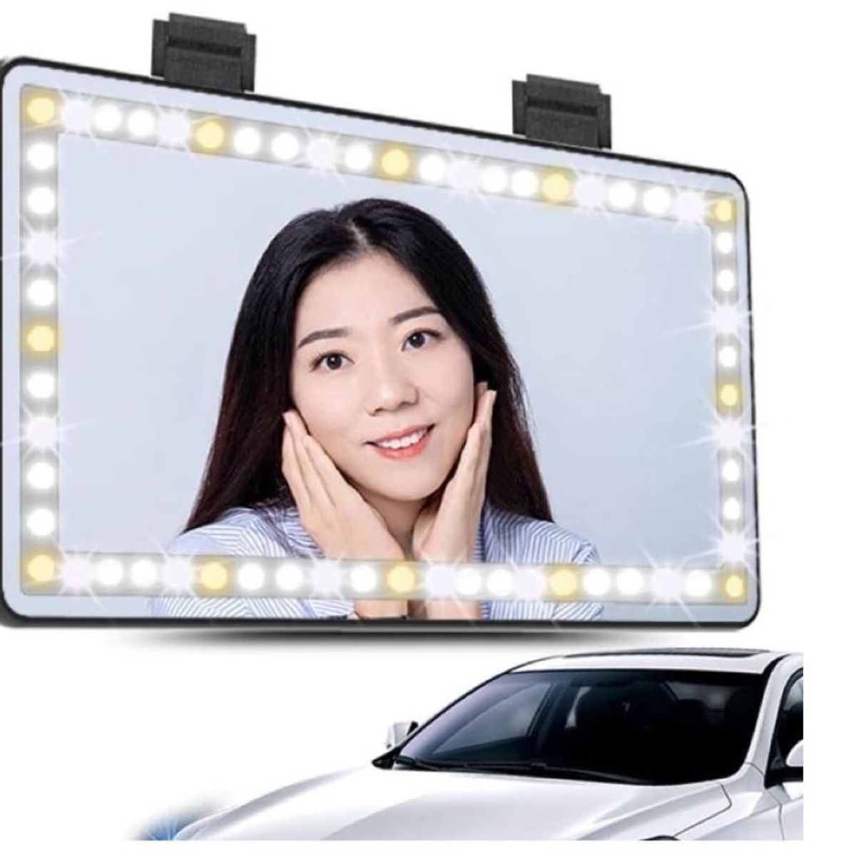 GENERICO - Espejo Carro Luz Led Parasol Recargable Tactil Copiloto