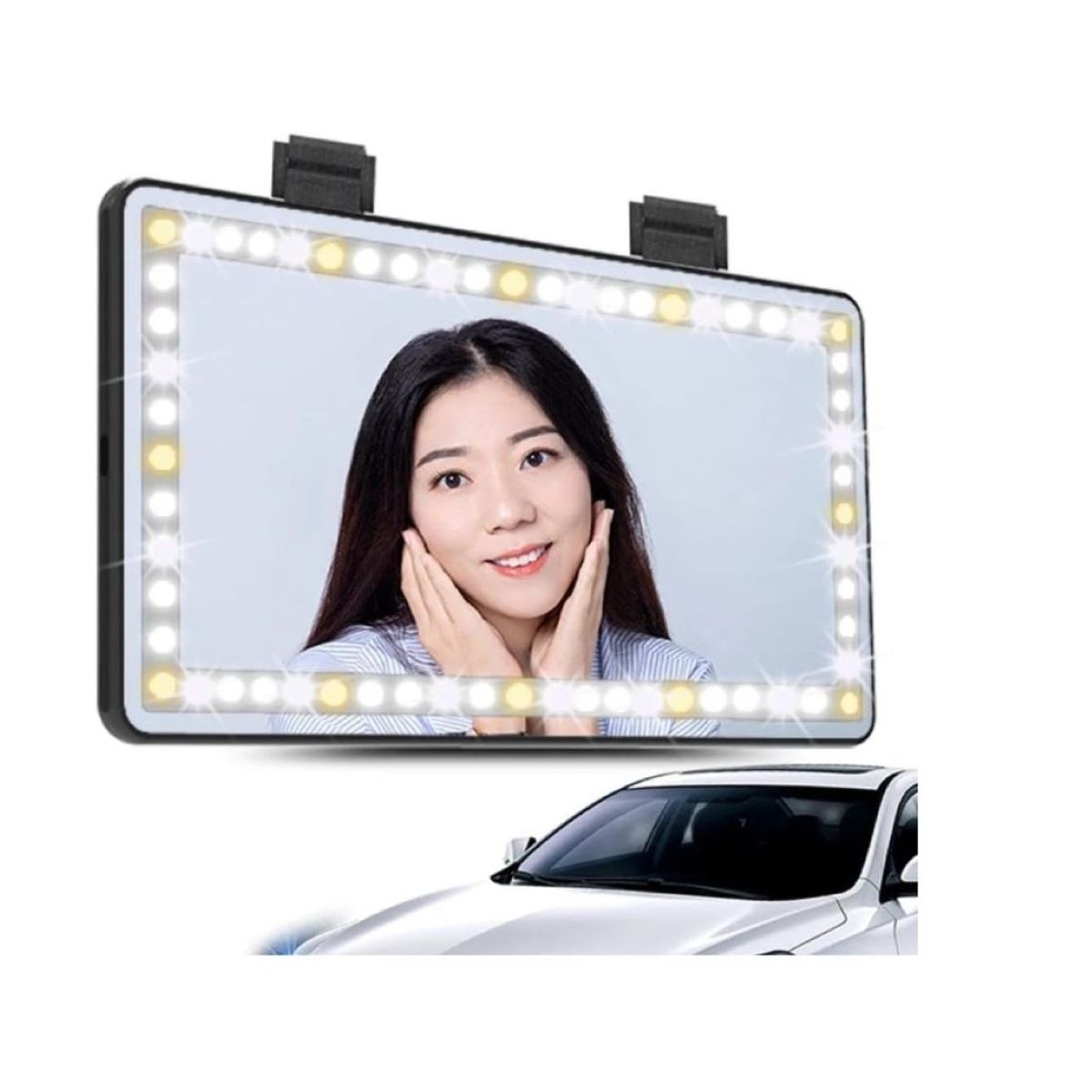GENERICO - Espejo Carro Luz Led Parasol Recargable Tactil Copiloto