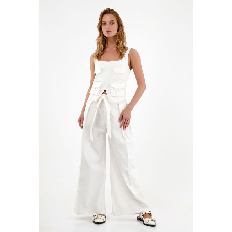 TENNIS - Pantalón crudo tipo cargo para mujer