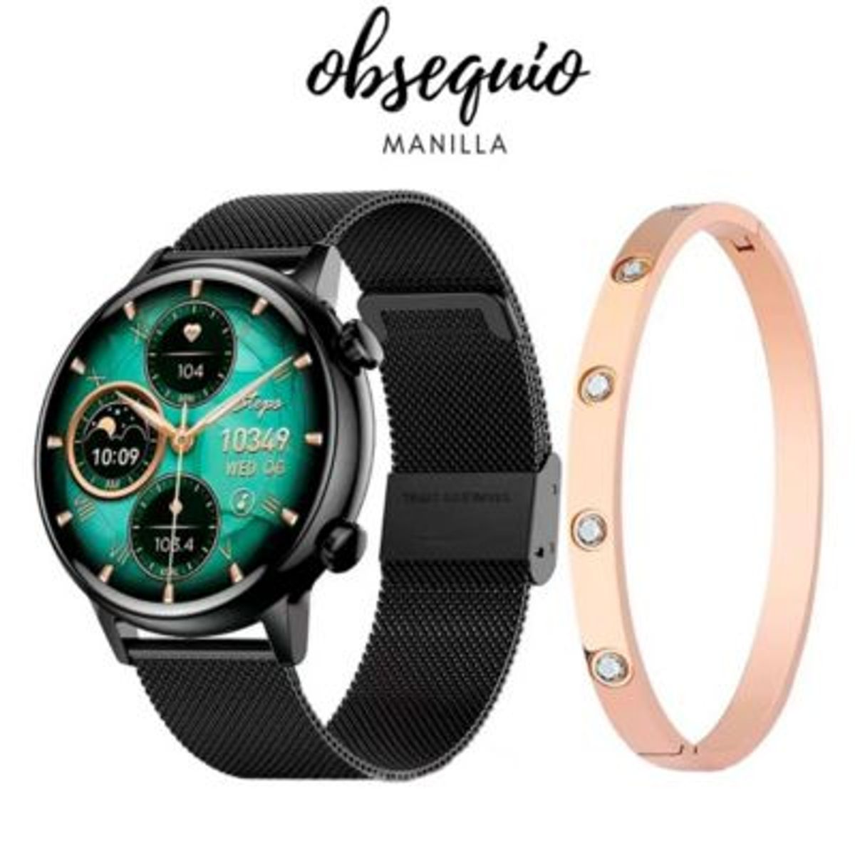 MOBULA - Reloj inteligente Romance Pantalla AMOLED - Negro