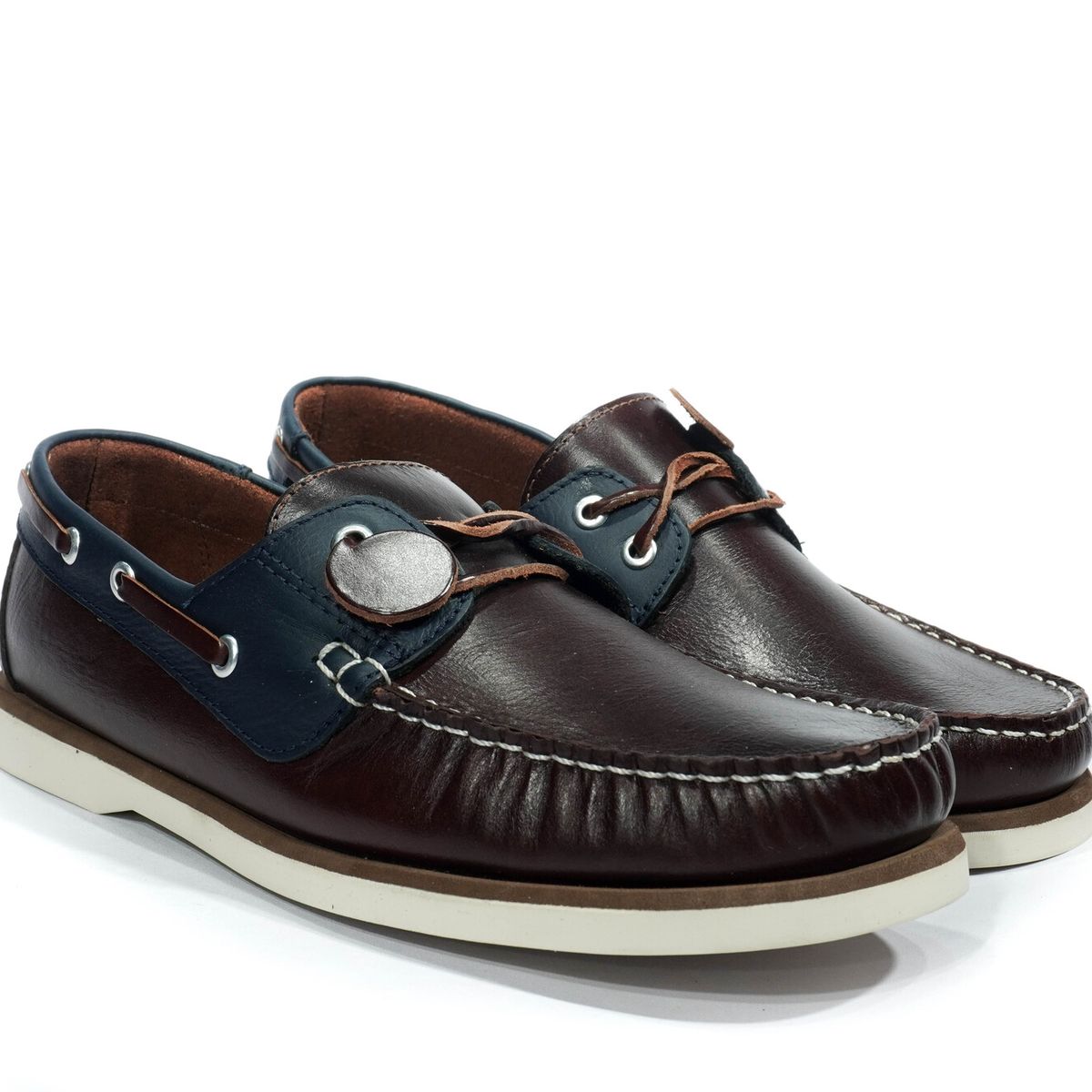 HERREROS - Zapato Hombre Mocasín -Herreros- Apache Coñac  Azul