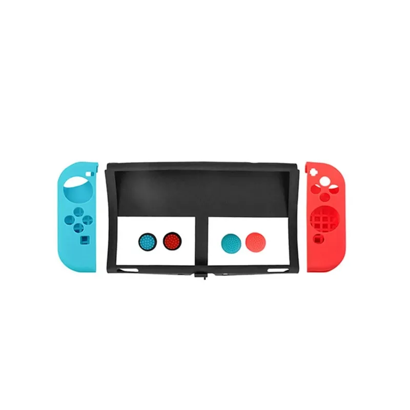 GENERICO - Kit Funda Protectora de Silicona 7 en 1 Para Nintendo Switch OLED.