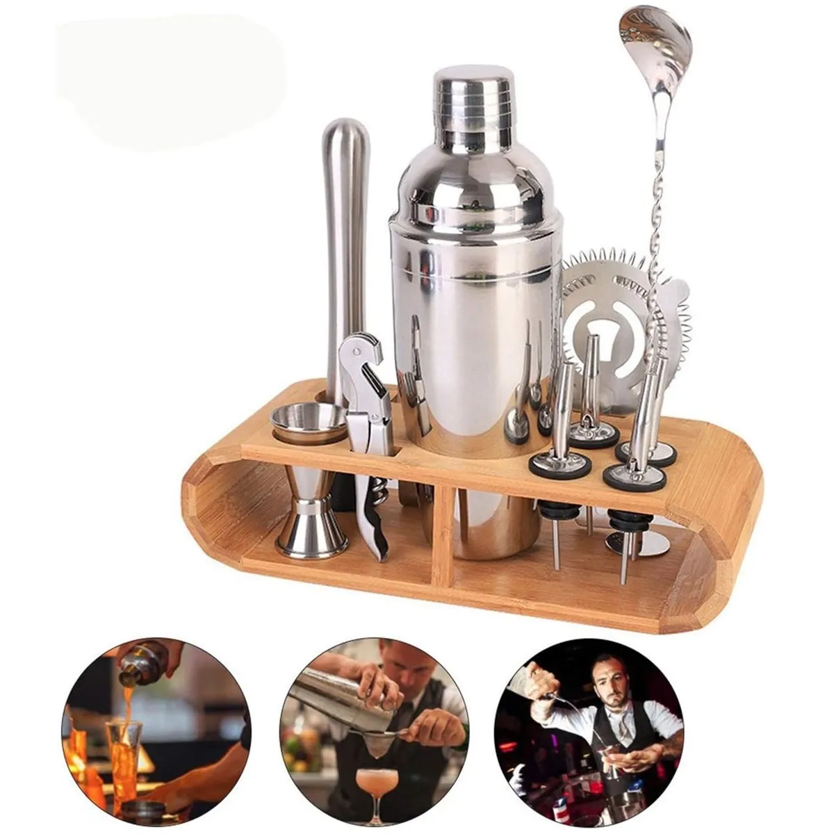 ONE PIXEL - Bartender Coctelera Set Utensilios Bar Inoxidable 12 Piezas