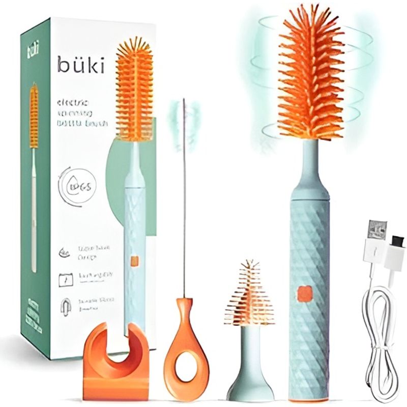 KIDBUK - Cepillo Silicona Recargable Para Teteros Biberon Termos