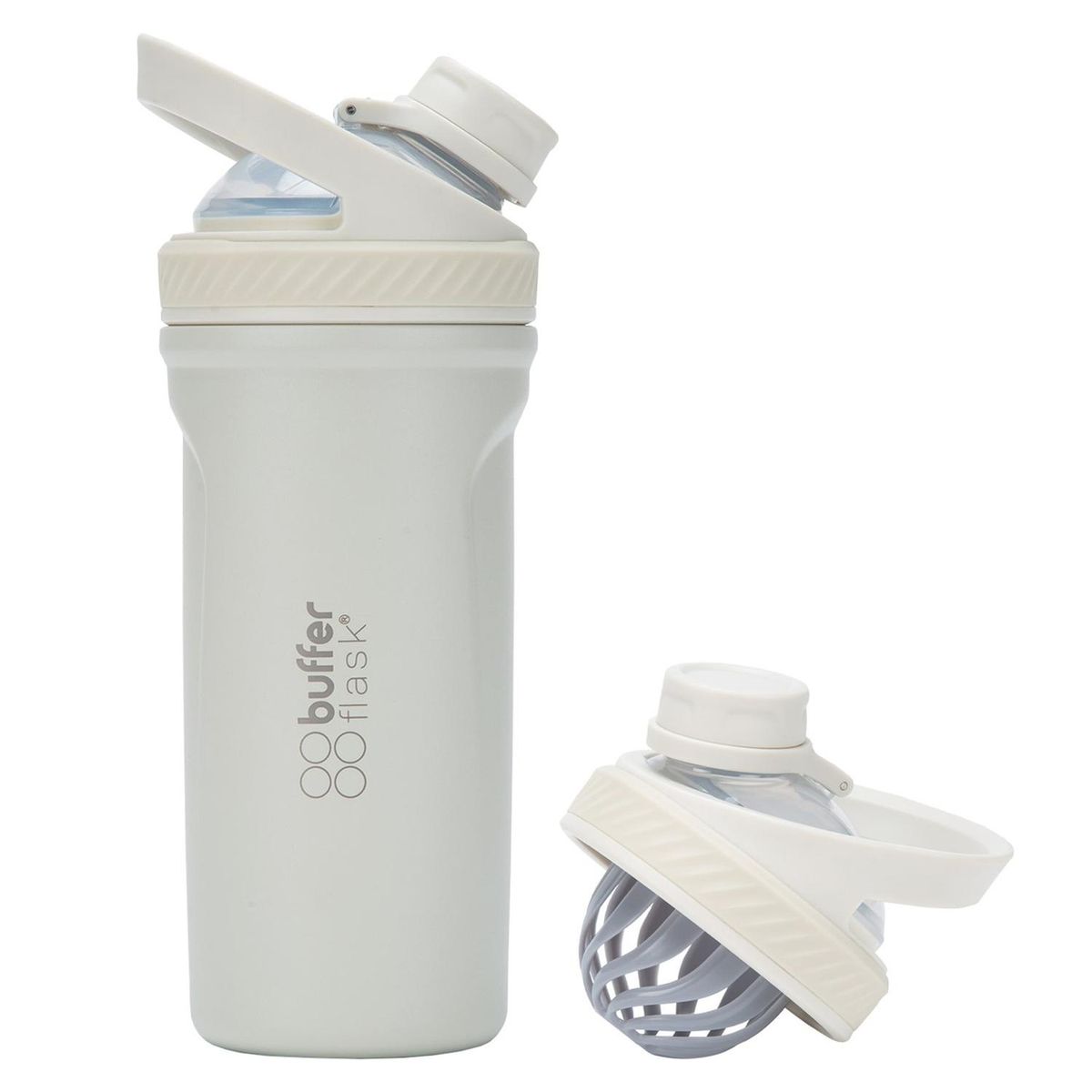 BUFFER FLASK - Termo Shaker Buffer Mezclador Proteina Acero Inoxidable - Crema