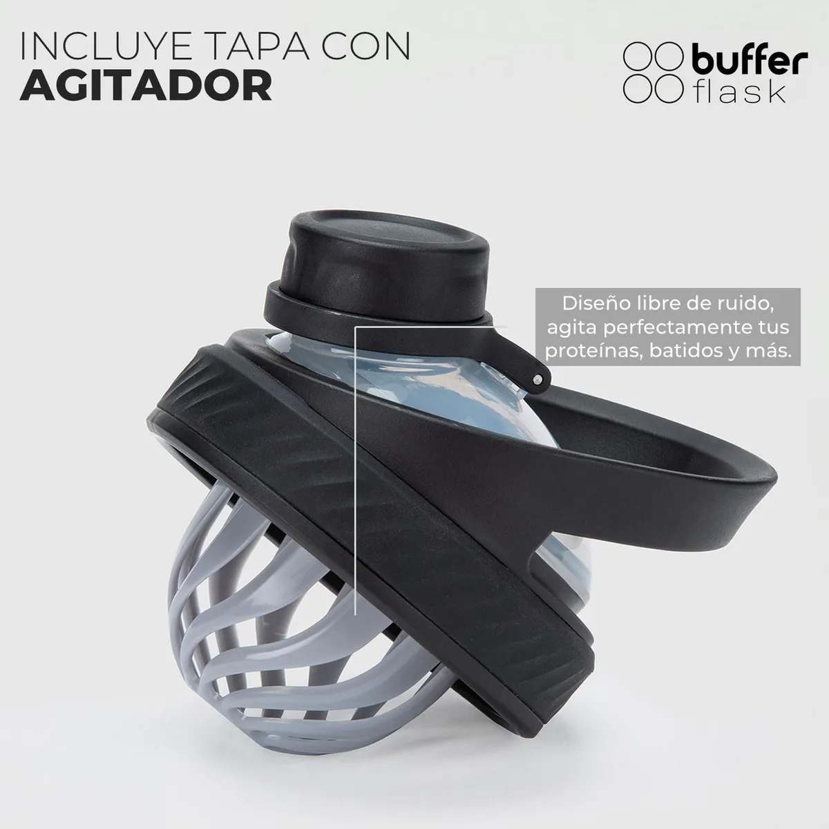 BUFFER FLASK - Termo Shaker Buffer Mezclador Proteina Acero Inoxidable - Negro