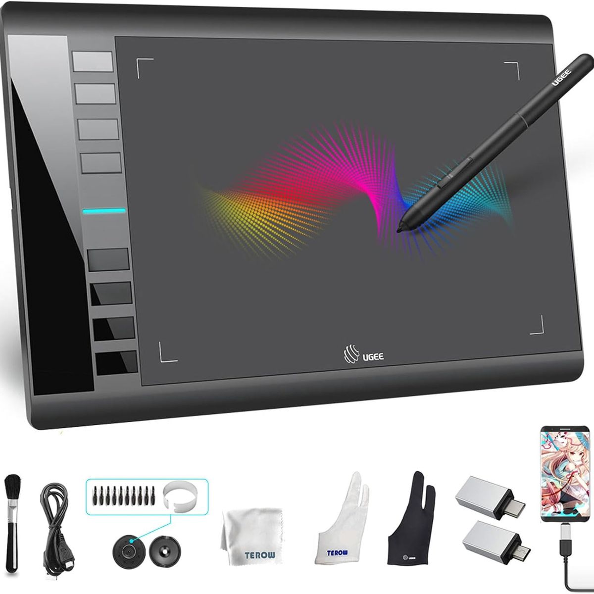 GENERICO - Tableta Gráfica Digitalizadora Ugee M708 Android PC + Full Accesorios