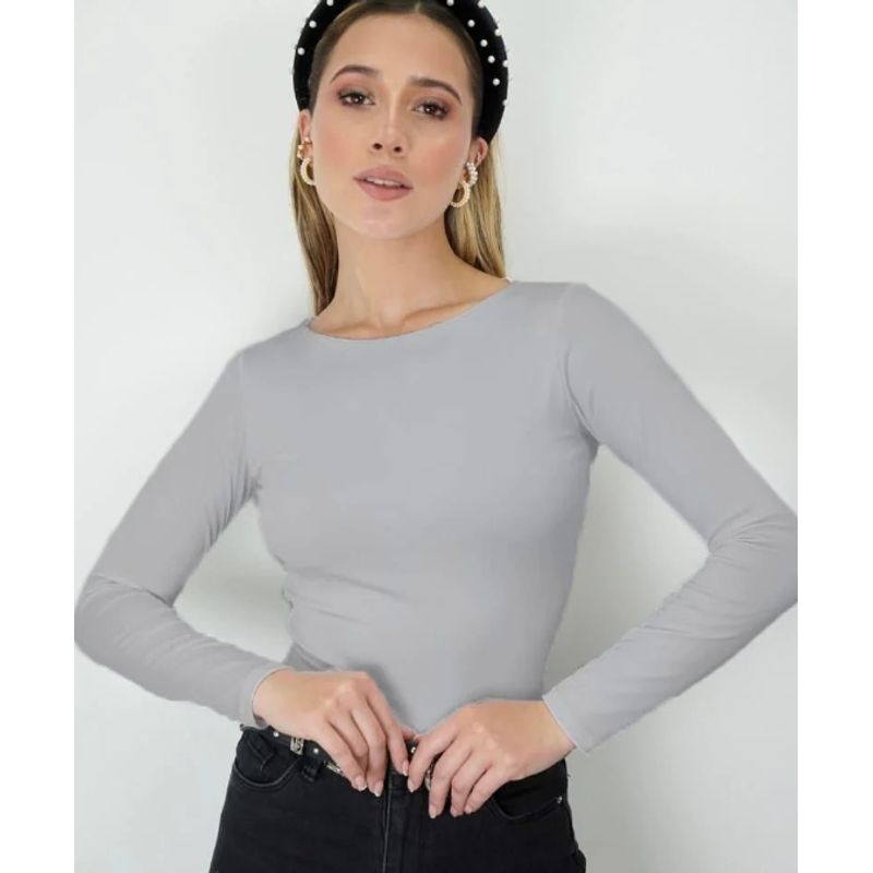 MOLGOA - Body para Mujer Cuello Redondo - Rebeca Gris