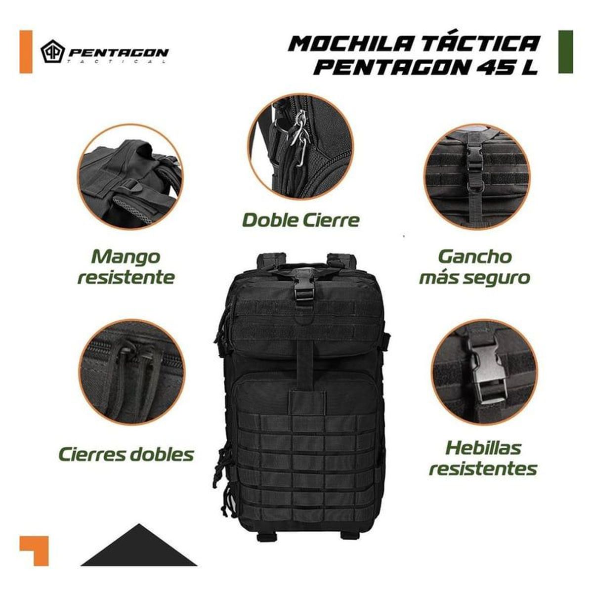 FITNICS - Mochila Tactica Militar Outdoor Pentagon 45l Impermeable