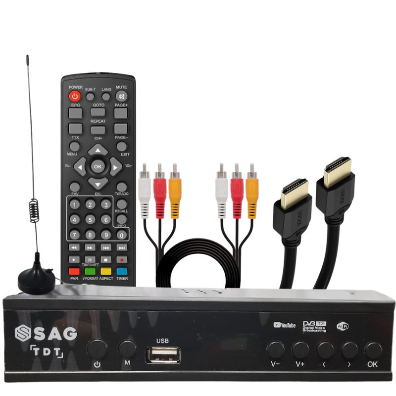 GENERICO - DECODIFICADOR TDT DIGITAL DV3 T2 HDMI ANTENA