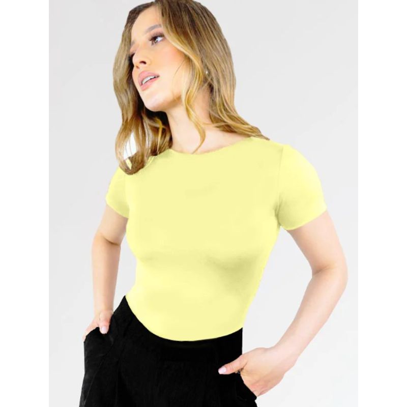 MOLGOA - Body para Mujer Manga Media - Antoniette Amarillo