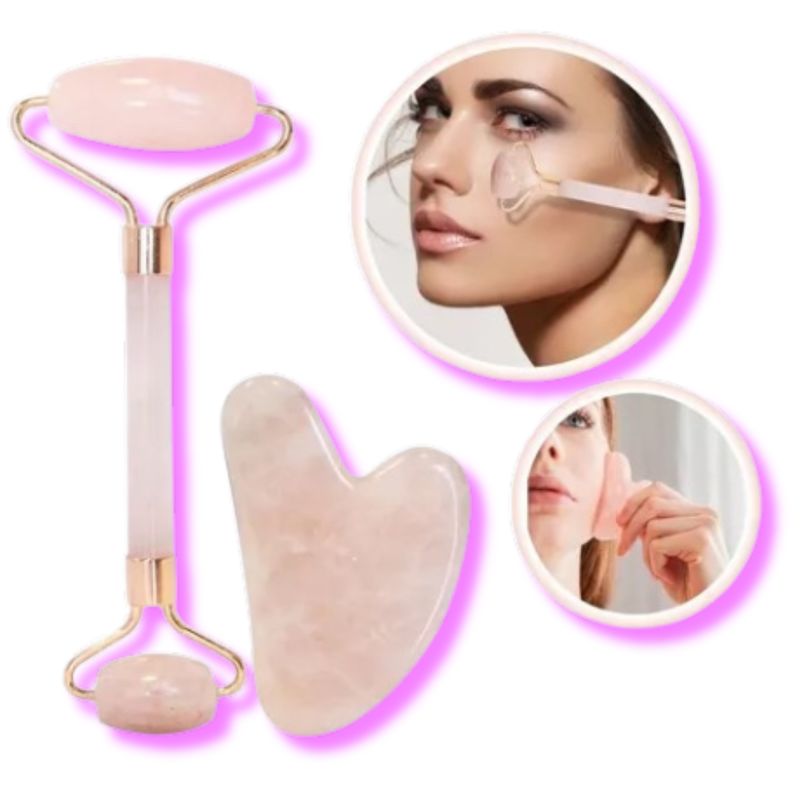 GENERICO - Piedra Gua Sha Facial Maseajerador Corporal Jade Cuarzo Rosa