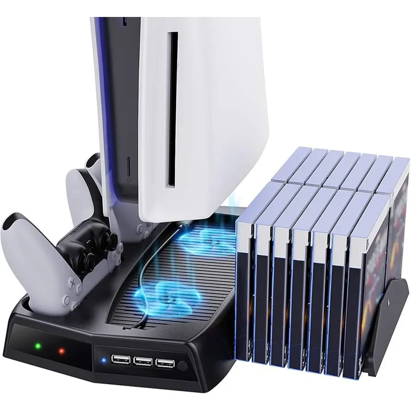 GENERICO - Base Vertical Refrigerante Carga Compatible PS5 Porta Accesorios