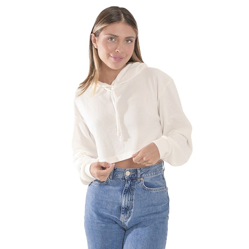 KRUNNER - Buso Hoodie Hueso Textura Casual Para Mujer KRUNNER