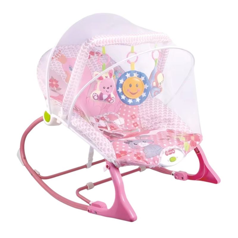 KIDSHOP - Silla Mecedora Vidradora Musical Toldillo Para Bebe Cisne