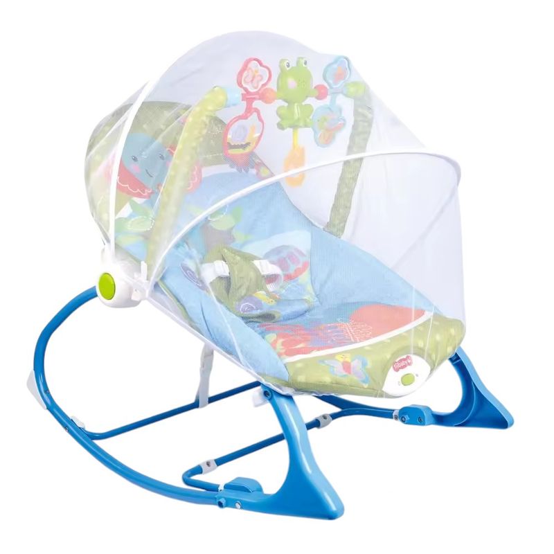 KIDSHOP - Silla Mecedora Vibradora Musica Toldillo Bebe Elefante verde