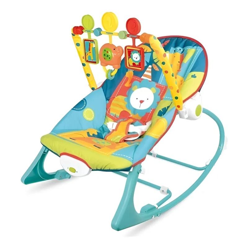 KIDSHOP - Silla Mecedora Vidradora Musical Bebe Leon Verde
