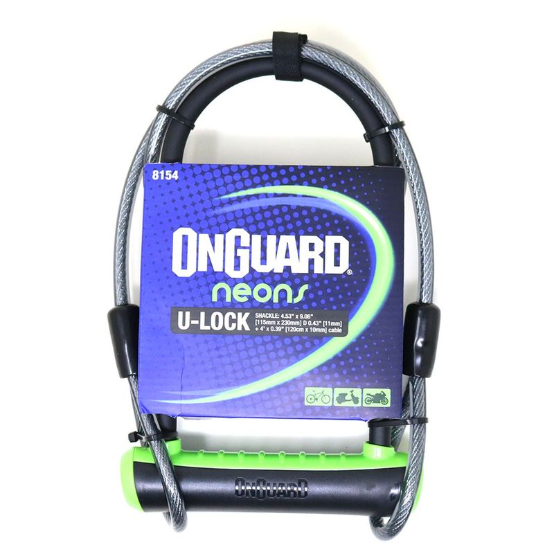 ONGUARD - Candado En U Llave Y Guaya ONGUARD NEON U-LOCK DT 8154 Verde