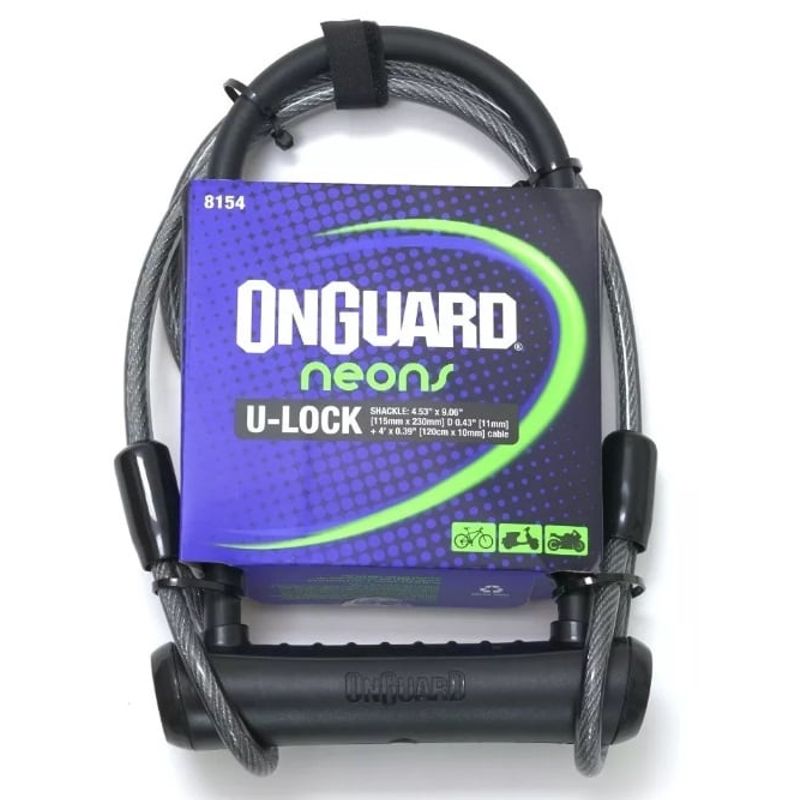 ONGUARD - Candado En U Llave Y Guaya ONGUARD NEON U-LOCK DT 8154 Negro