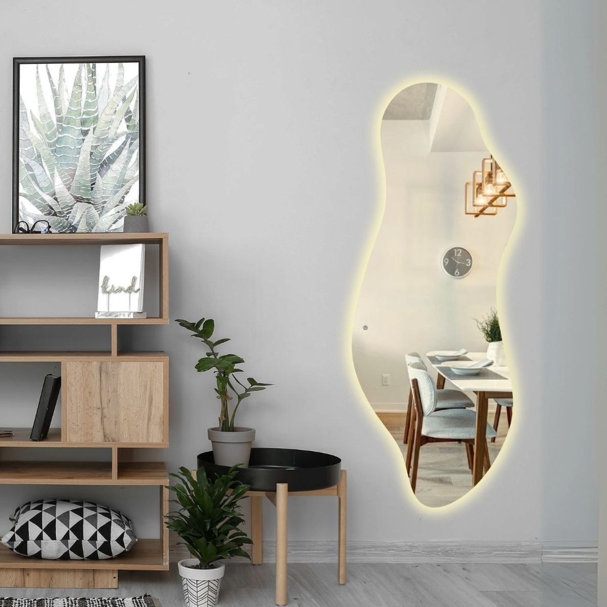 ALIK DISEÑO - Espejo Irregular Cuerpo Entero Con Luz Led Cálida Táctil 60x150 Cm