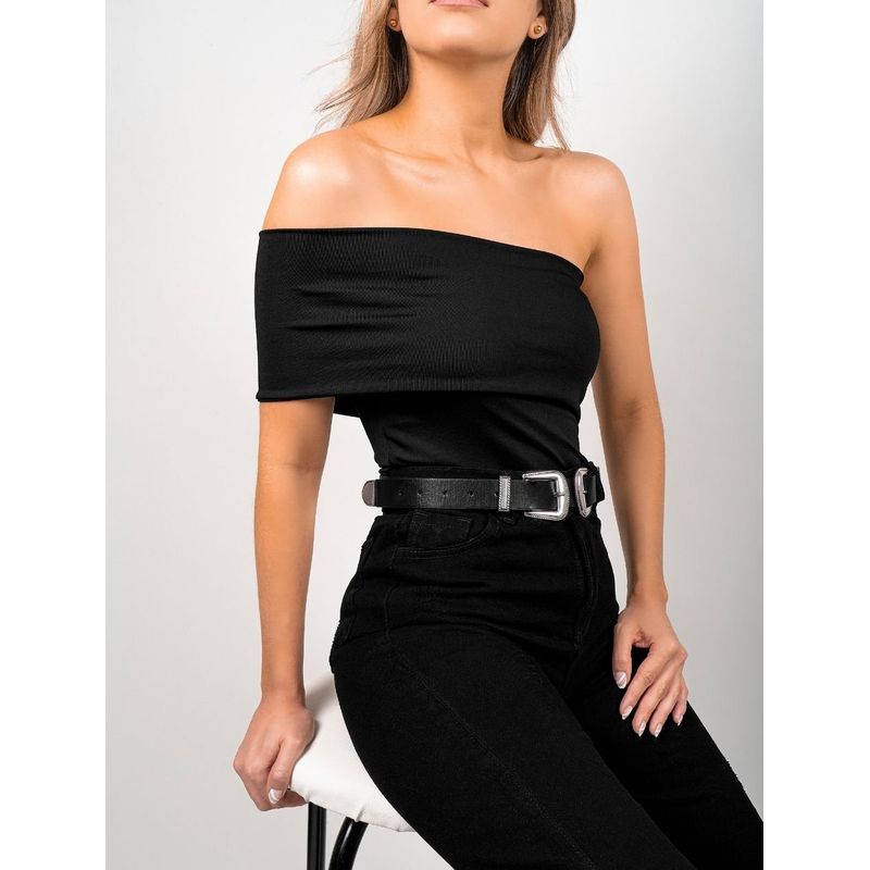 MOLGOA - Body para Mujer Negro Escote Strapless con Banda - Penelope Negro