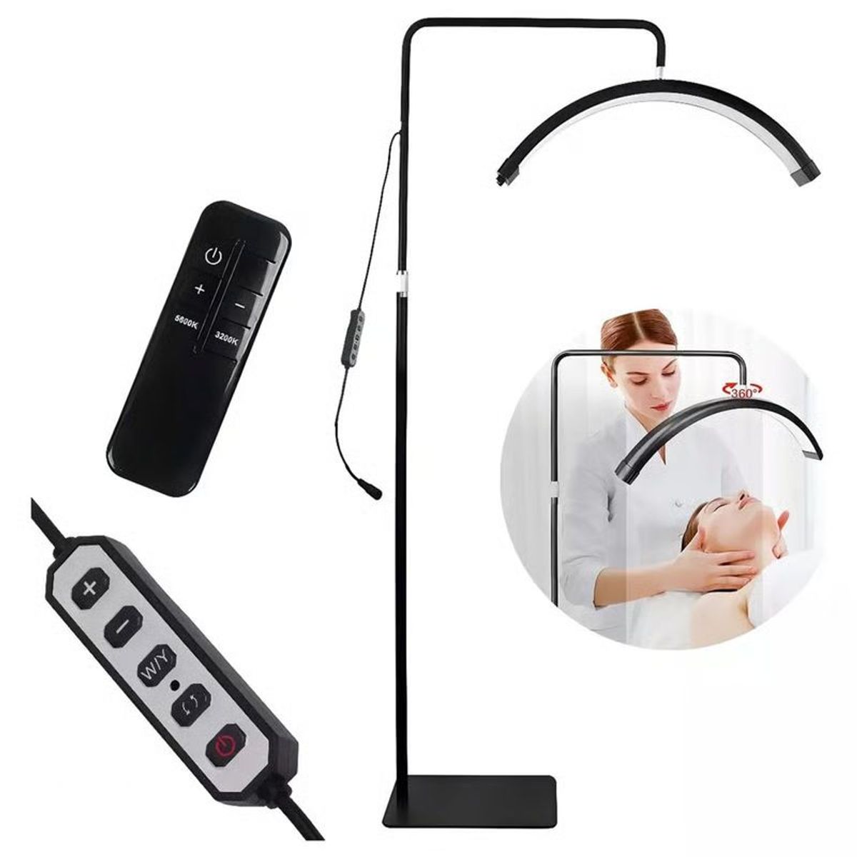 GENERICO - Lampara Pie LED Profesional Media Luna Con Control