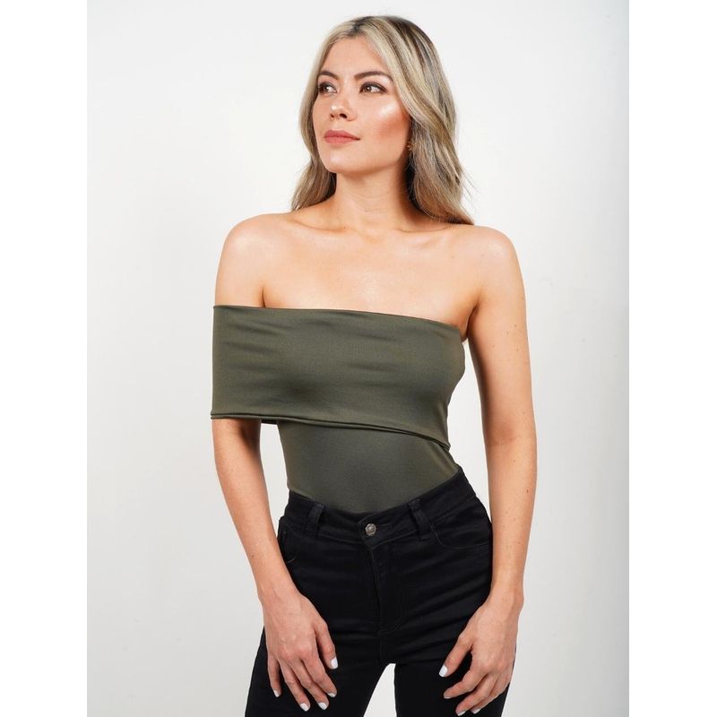 MOLGOA - Body para Mujer Escote Verde Strapless con Banda - Penelope Verde