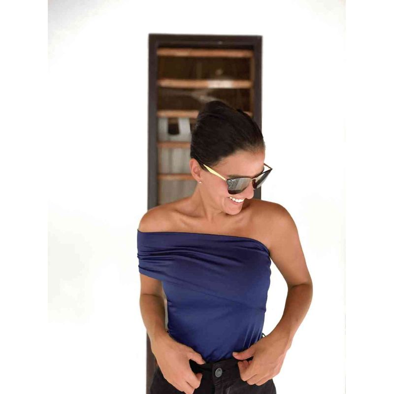 MOLGOA - Body para Mujer Escote Azul noche Strapless con Banda - Penelope Azul