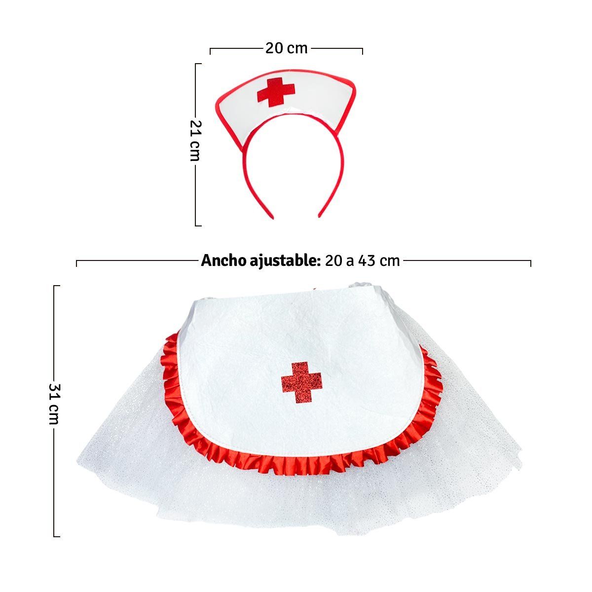 COMPRALOENCASA COM - Disfraz Enfermera Infantil Tutú Diadema Halloween OF-1493