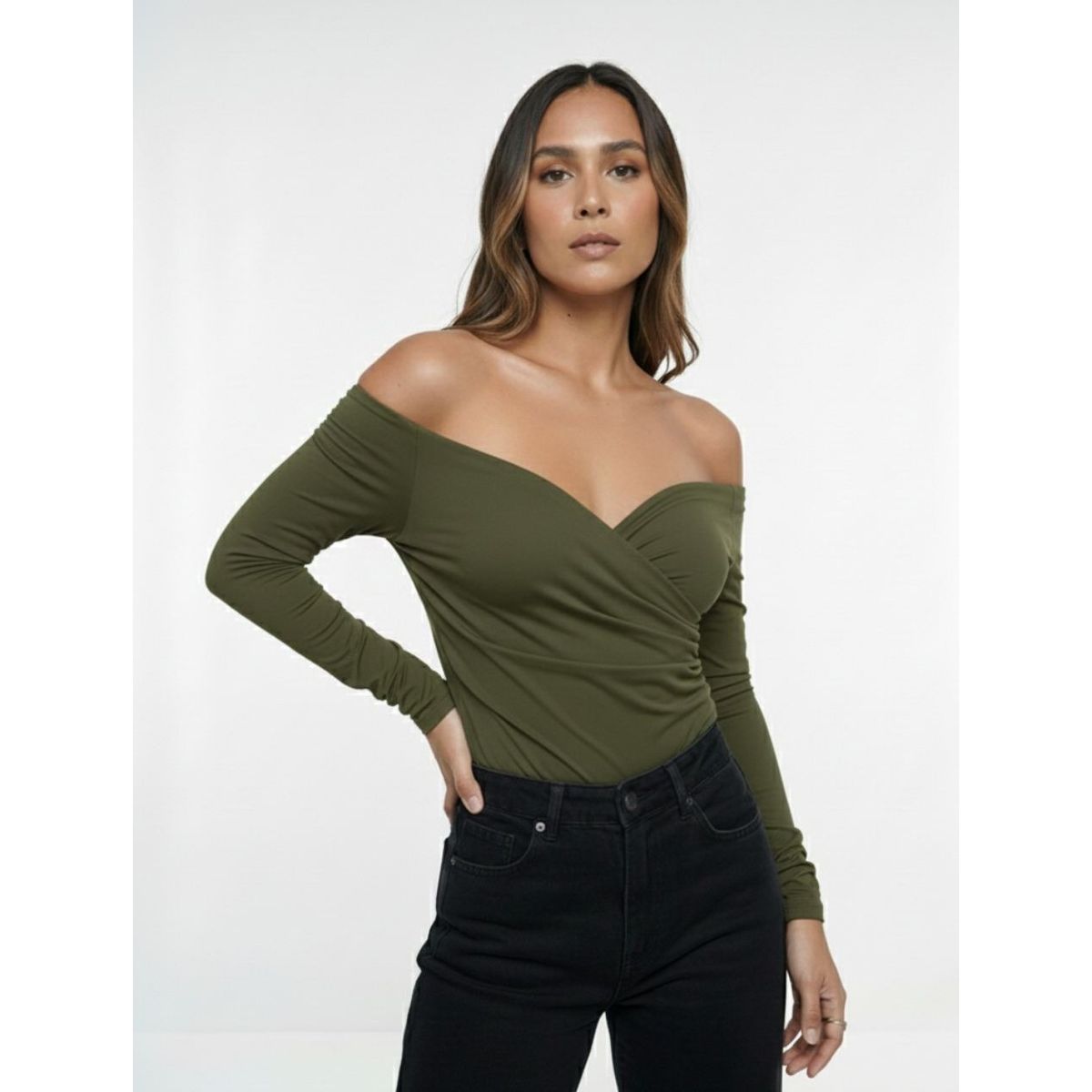 Body para Mujer Verde Militar Cuello Bandeja - Lauren Verde Militar ...