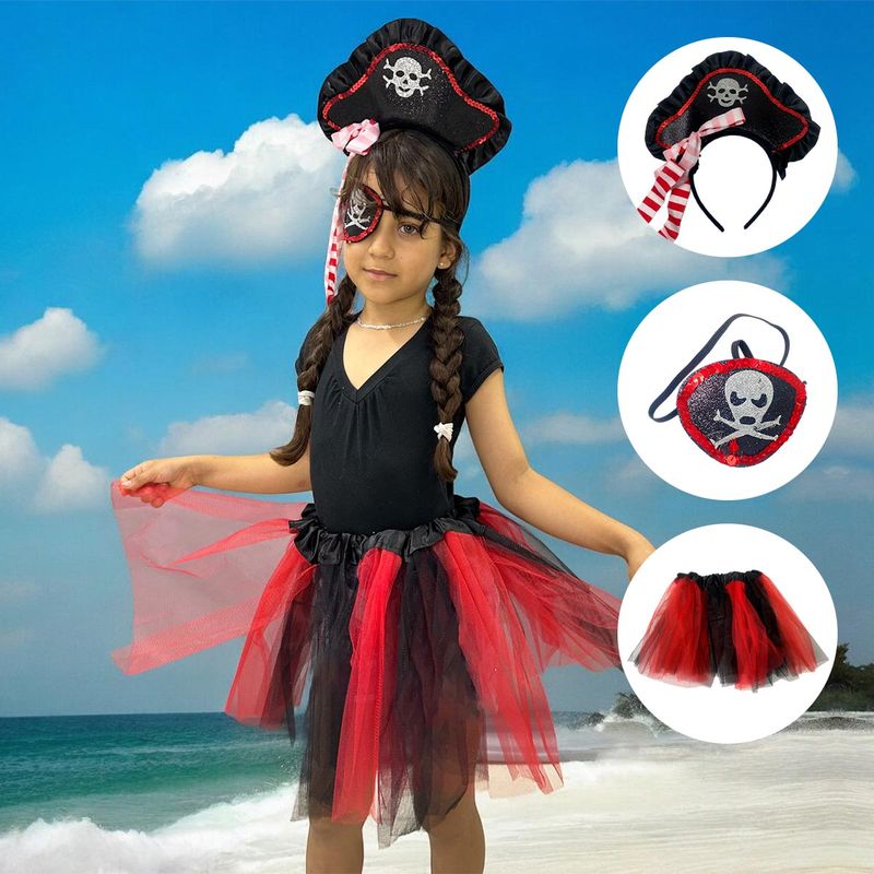 COMPRALOENCASA COM - Disfraz Pirata Rojo Infantil Tutú Diadema Halloween OF-1504