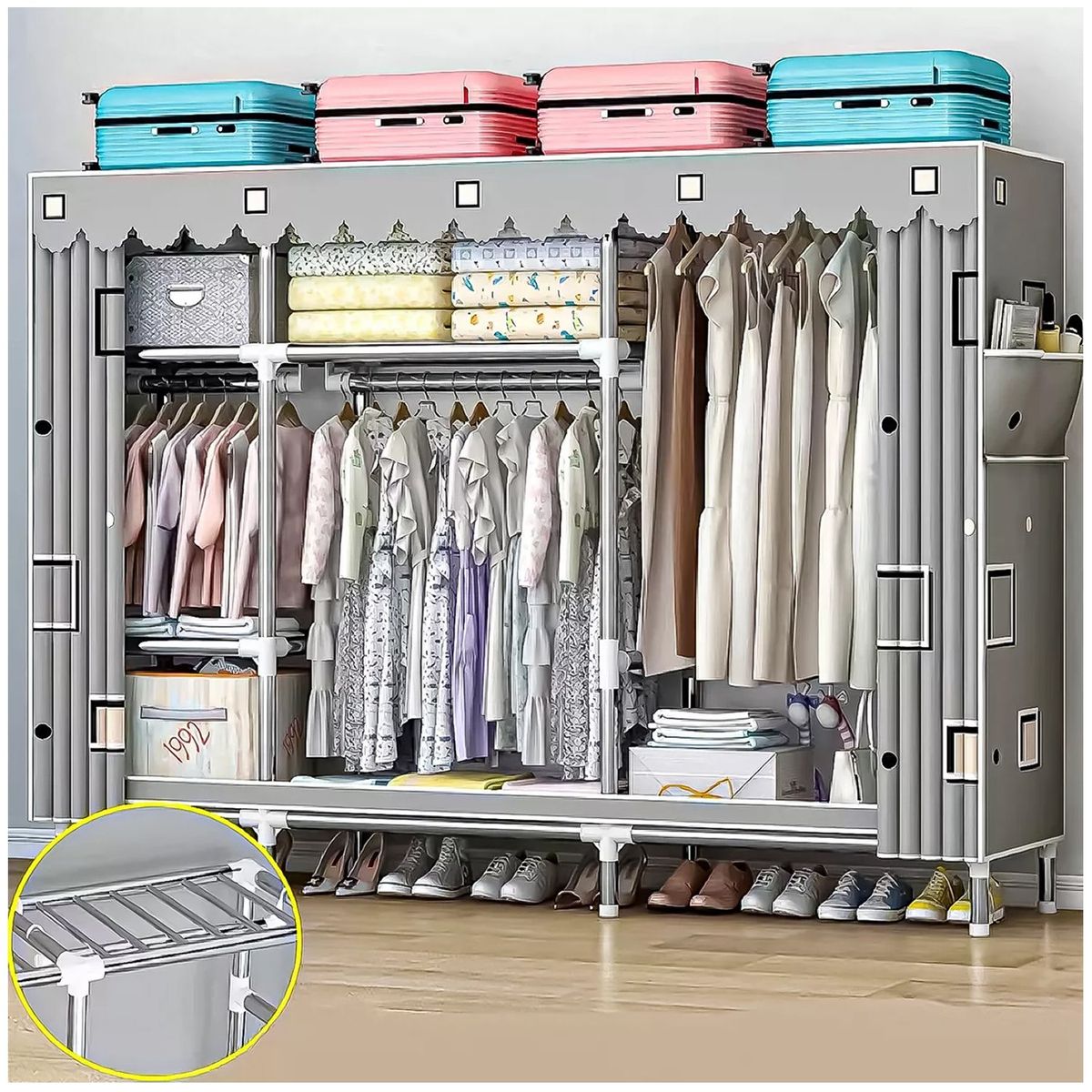 ONE PIXEL - Closet Armario Reforzado Portatil 205cm Armable Gris