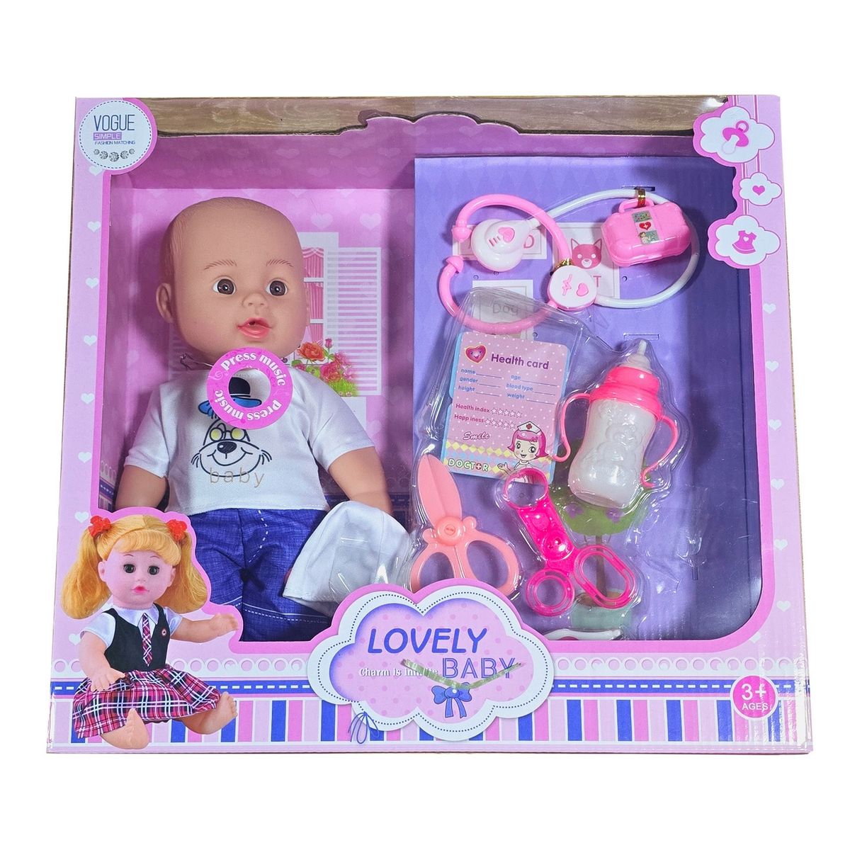 DAYOSHOP - Muñeco Bebote Instrumentos Medicos Estetoscopio Juguete Niña