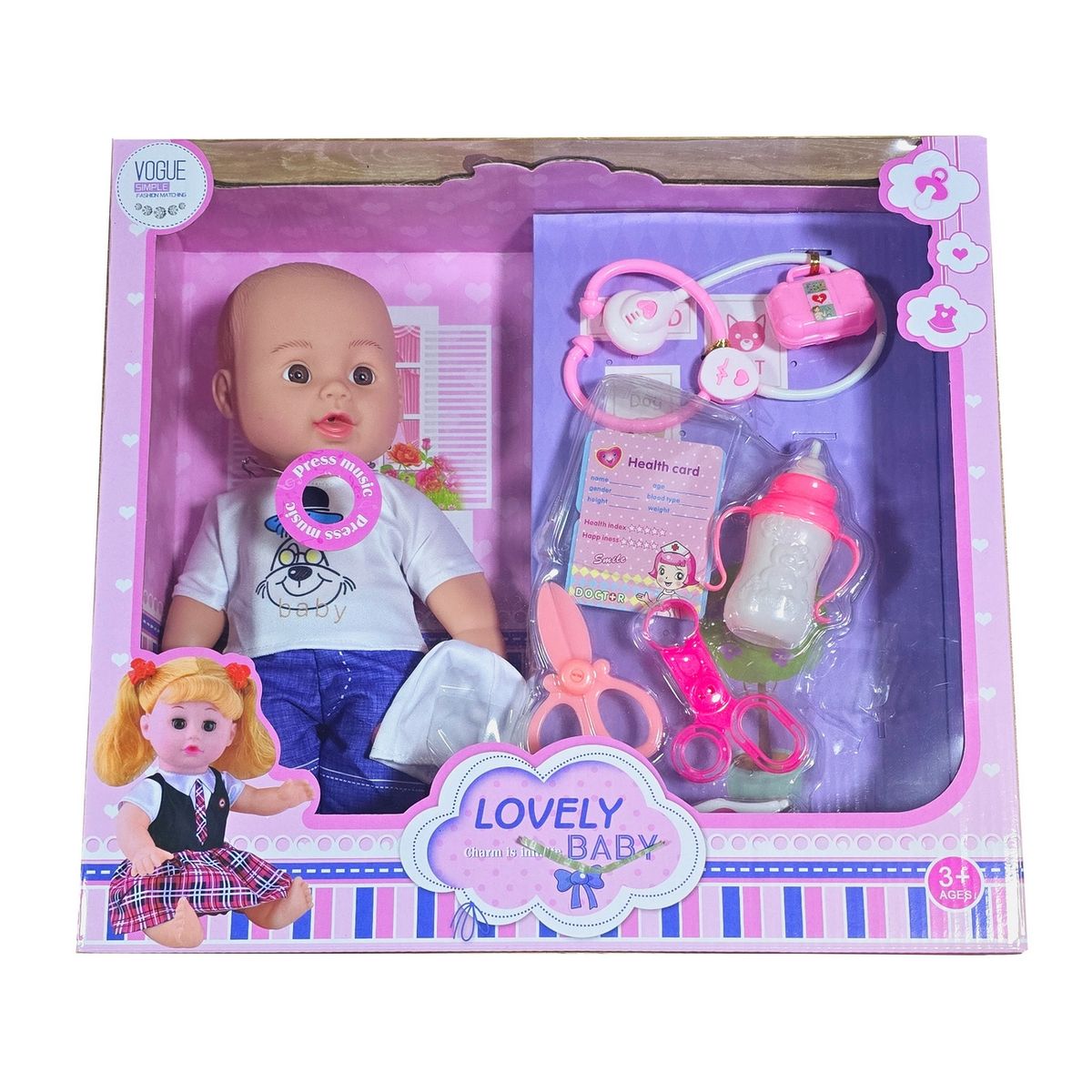 DAYOSHOP - Muñeco Bebote Instrumentos Medicos Estetoscopio Juguete Niña