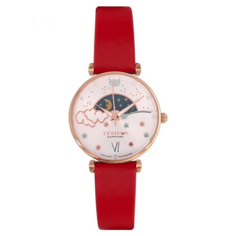 TEMPUS - Reloj Para Mujer Marca TEMPUS Color Rojo /bicel dorado  1064-04