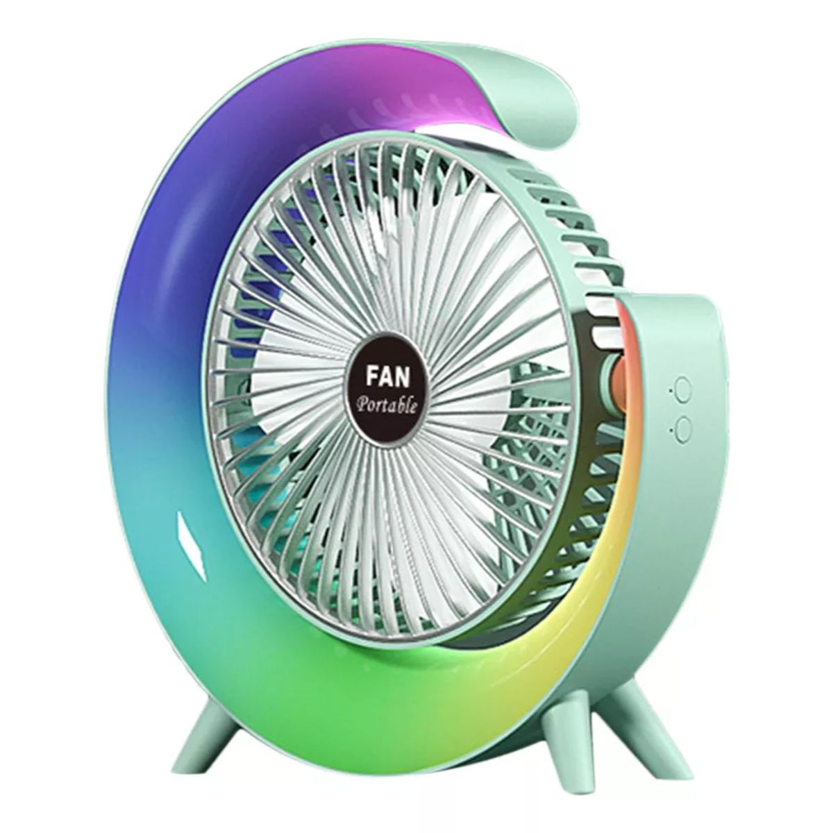 GENERICO - Ventilador Portátil Eléctrico Con Lámpara Con 7 Modos De Colores